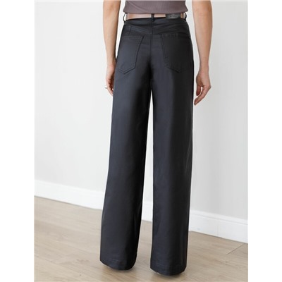 Брюки-трубы из эластичного хлопка с эффектом кожи