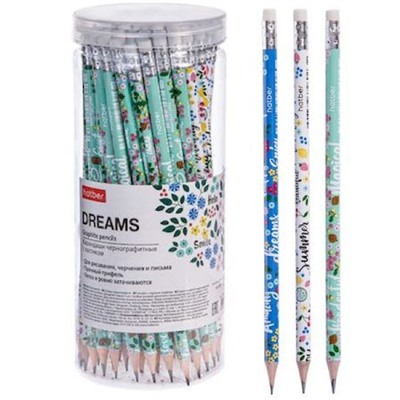 Карандаш черногр. "Мечты" с ластиком HB в тубе (065981) Хатбер