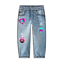 Брюки текстильные джинсовые для девочек