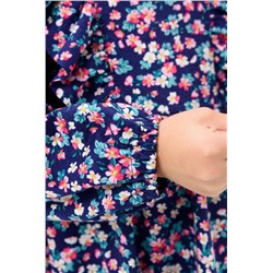 Платье Крылья длинный рукав детское (Цветочки на васильковом)