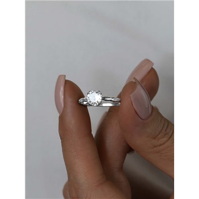 Кольцо из серебра с фианитом родированное 925 пробы К-7299р200