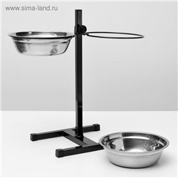 Подставка с мисками, 2×2 л, высота 50 см, разборная, чёрная