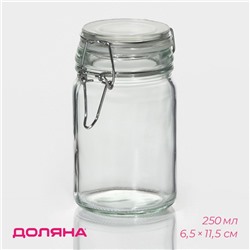 Банка для сыпучих Доляна «Оптима», 250 мл, 6.5×11.5 см, с бугельным замком, стекло, прозрачная