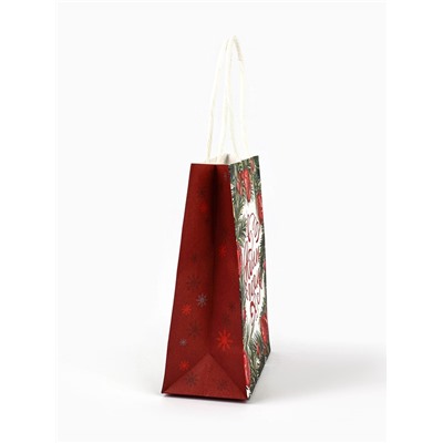 Пакет бумажный подарочный новогодний крафт «С Новым годом» 16×12×6 см