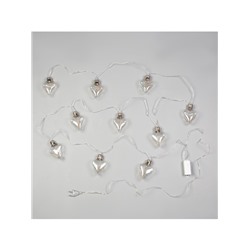 Гирлянда «Нить» 3 м с насадками «Лампочки сердца», IP20, прозрачная нить, 80 LED, свечение мульти, 8 режимов, 220 В