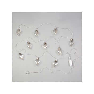 Гирлянда «Нить» 3 м с насадками «Лампочки сердца», IP20, прозрачная нить, 80 LED, свечение мульти, 8 режимов, 220 В