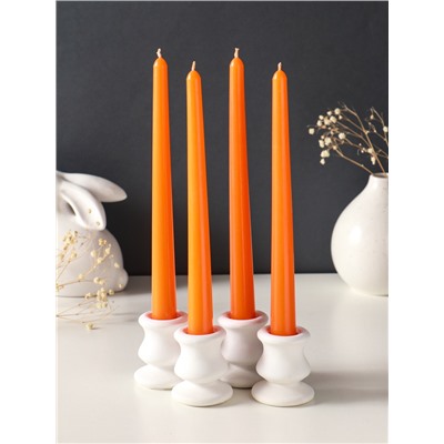 Набор свечей античных, 2.3×24.5 см, 5 ч, 55 г, 4 шт., оранжевый