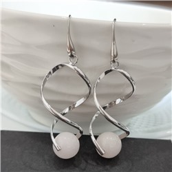 Серьги длинные с натуральным камнем кварц, арт.218.266