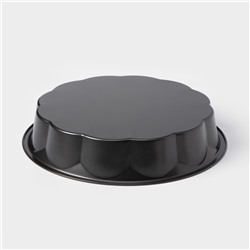 Форма для выпечки Доляна «Волнистый круг. Жаклин», d=28 см, антипригарное покрытие, чёрная