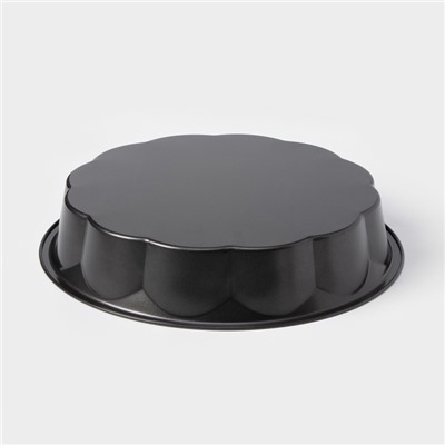 Форма для выпечки Доляна «Волнистый круг. Жаклин», d=28 см, антипригарное покрытие, чёрная