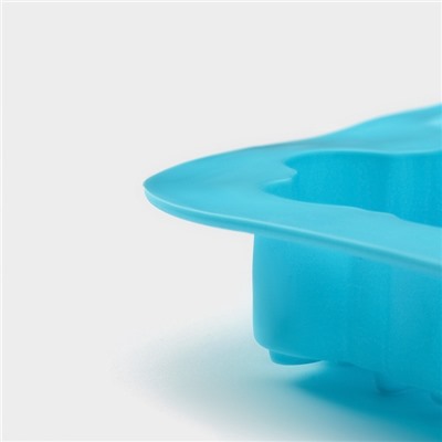 Форма для выпечки Доляна «Новый год. Снежинка», силикон, 26.5×18.5 см, 6 ячеек, голубая