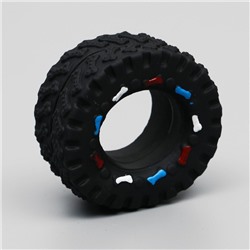 Игрушка для собак «Покрышка» для собак, 8 см, пищащая, винил, чёрная