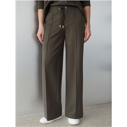 Прямые трикотажные брюки на резинке из футера двухнитки эластичные