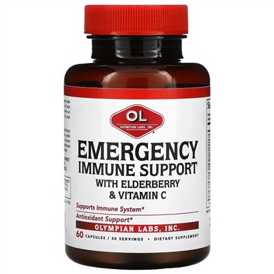 Olympian Labs, Emergency Immune Support with Elderberry & Vitamin C, 60 capsules