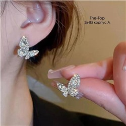 Серьги бабочки с крупным камнем