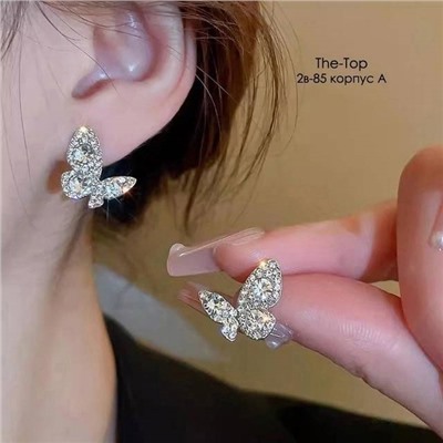 Серьги бабочки с крупным камнем