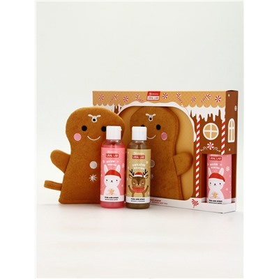 Подарочный набор новогодний «Пряник», гель для душа 2 шт. × 150 мл, мочалка, URAL LAB