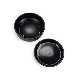 Горшок - бонсайница «Огма» для кактусов и суккулентов, 1.4 л, d=18 см, h=6.5 см, керамика, с поддоном, чёрный