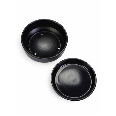 Горшок - бонсайница «Огма» для кактусов и суккулентов, 1.4 л, d=18 см, h=6.5 см, керамика, с поддоном, чёрный