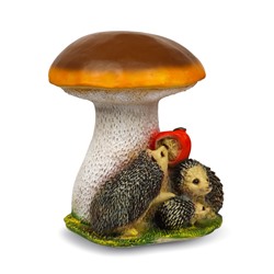 Садовая фигура из полистоуна «Гриб белый с ежами и яблоком», 37×30×30 см