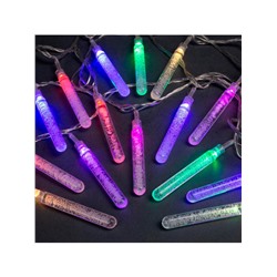 Гирлянда «Нить» 5 м с насадками «Сосульки с пузырьками», IP20, прозрачная нить, 20 LED, свечение мульти (RG/RB), мигание, 220 В