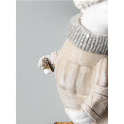 УЦЕНКА Сувенир полистоун "Гусь на лыжах, с гусёнком на спине" серо-бежевый 9,5х13,5х23,5 см 103259