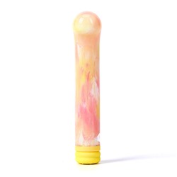 Желтый компактный вибратор из стекла Magic Cane - 12 см.