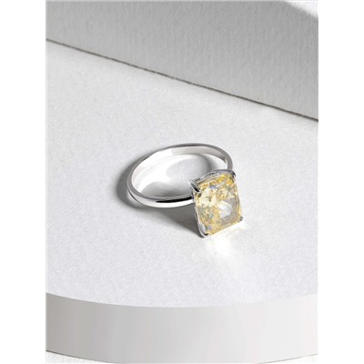 Кольцо из серебра с фианитом цвета цитрин родированное 1-035р274