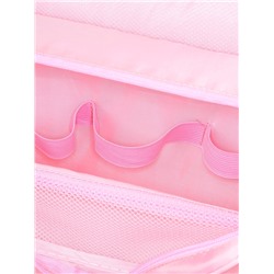 Косметичка-несессер дорожная на молнии, липучках, с крючком, с ручкой, однотонная, розовая