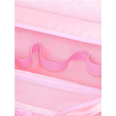 Косметичка-несессер дорожная на молнии, липучках, с крючком, с ручкой, однотонная, розовая