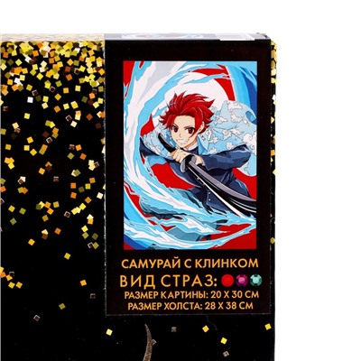 Алмазная мозаика с полным заполнением на холсте «Самурай с клинком»‎, 20×30 см