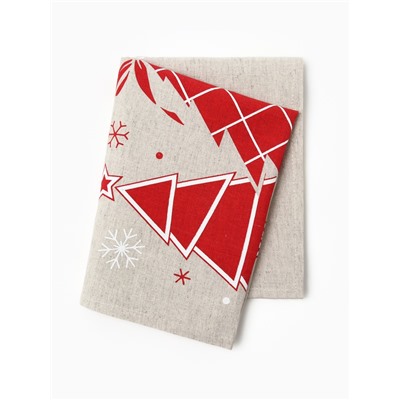 Полотенце «Ёлочки красные», 39×60 см, 160 г/м, лён 50%, хлопок 50%