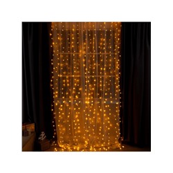 Гирлянда «Занавес» 2×3 м, IP20, прозрачная нить, 720 LED, свечение жёлтое, 8 режимов, 220 В