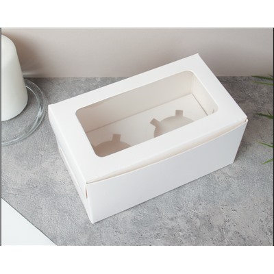 Коробка подарочная складная Белая 13х9x7 см / QR97 /уп 12/420/689432 Капкейк