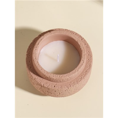 Свеча в подсвечнике вулканическом «Цилиндры», розовая, 8.1×8.1×5.4 см
