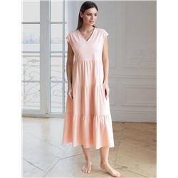 Ярусное платье А силуэта с V вырезом из 100% премиального хлопка