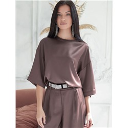 Блузка свободная из струящегося плотного сатина