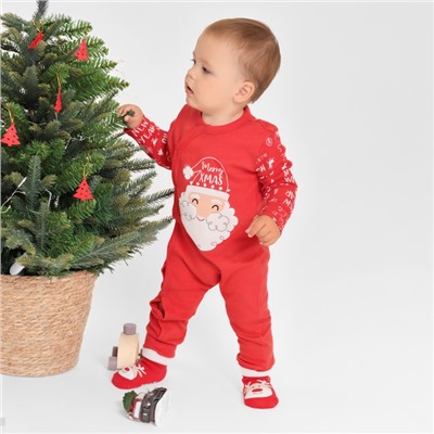 Комбинезон детский «Крошка Я» Happy winter 2, рост 68-74 см, красный