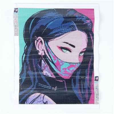 Алмазная мозаика с полным заполнением на холсте «Девушка неон», 30×40 см