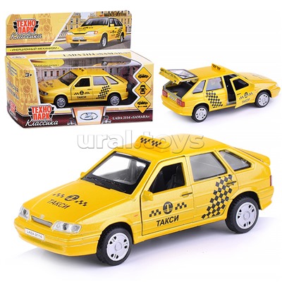 Машина металл Lada -2114 "Samara" Такси, 12 см, (откр. двери, баг,) инерц., в коробке