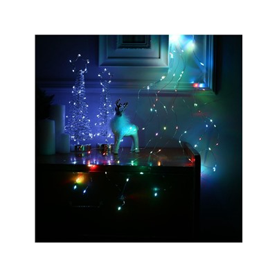 Гирлянда «Конский хвост» 10 нитей по 1 м, IP20, серебристая нить, 100 LED, свечение мульти (RGB), переливы, 12 В