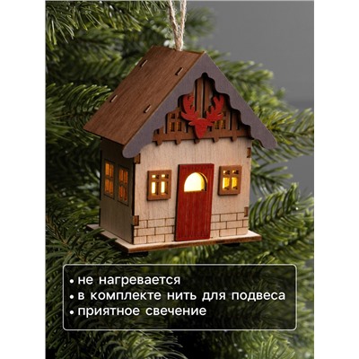 Подвеска световая «Дом охотника», 9×5.5×10 см, 1 LED, от батареек AG10×3, свечение тёплое белое