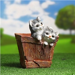 Декоративное кашпо для цветов «Ящик с котятами», 1.3 л, 16×18×20 см, полистоун