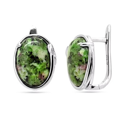 Серьги из серебра цоизит, МЦВА175