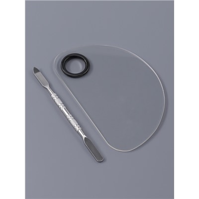 Набор для макияжа, 2 предмета: палитра, спатула, цвет серебристый