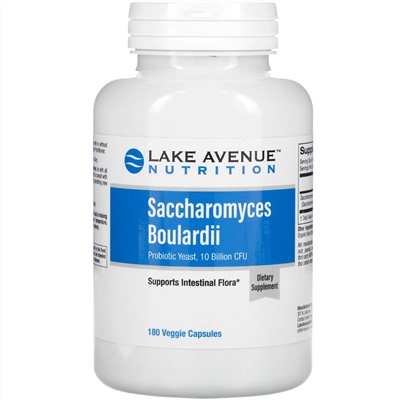 Lake Avenue Nutrition, Сахаромицеты Буларди, пробиотические дрожжи, 10 млрд КОЕ, 180 растительных капсул