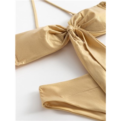 Купальник раздельный блестящий женский MINAKU Glow, цвет золотой, размер 42