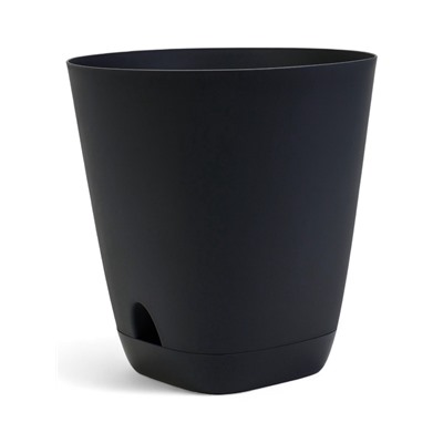 Горшок для цветов «Гранд», 8 л, d=24 см, h=25 см, пластиковый, с прикорневым поливом, графитовый