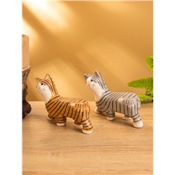 Сувенир «Полосатая кошка», 11×3×9 см, дерево, МИКС