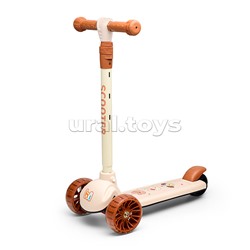 Самокат 3-х кол., PU, цвет коричневый